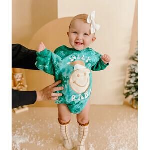 Jolly Babe ☺ Holiday Tie-Dye Sweater Romper 6-12M